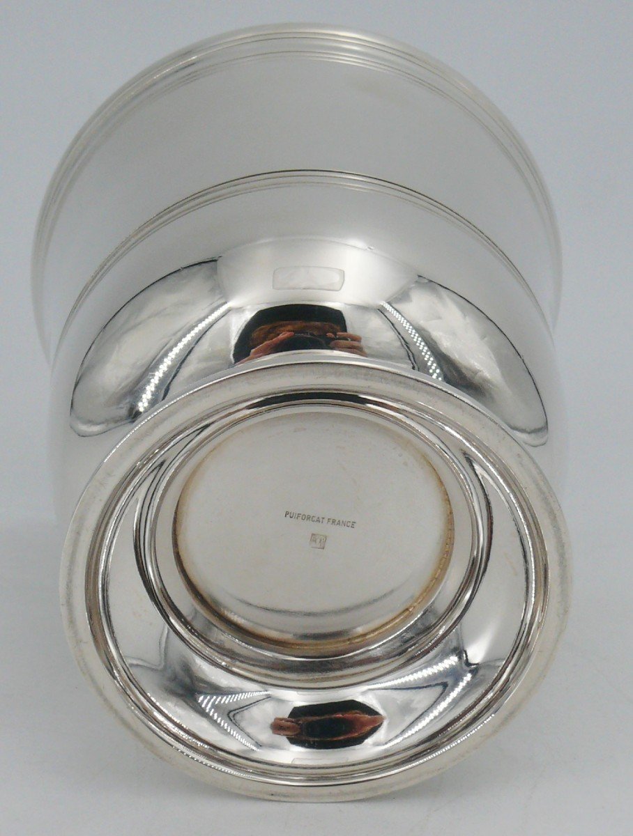 Puiforcat, Large Minister/flower Timbale In Silver Metal, Excellent Condition.-photo-2