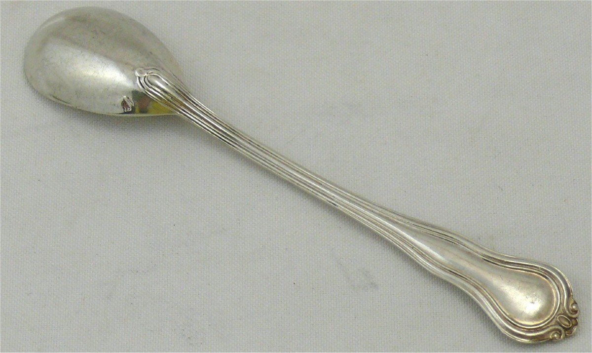12 Egg Spoons In Sterling Silver Minerva, Excellent Condition, Without Monogram.-photo-2