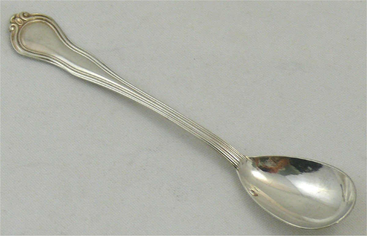 12 Egg Spoons In Sterling Silver Minerva, Excellent Condition, Without Monogram.-photo-3
