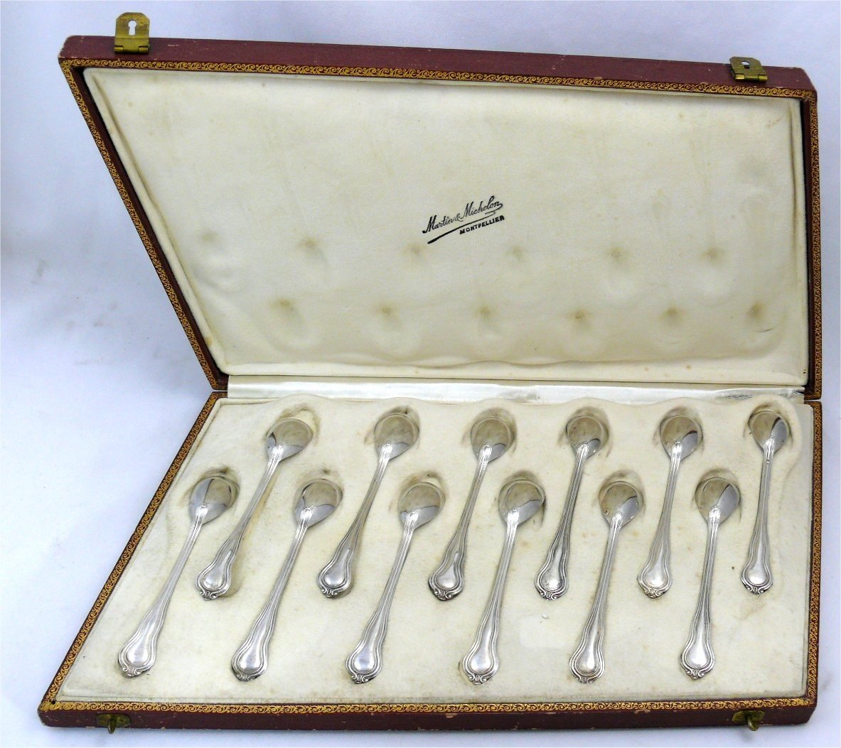 12 Egg Spoons In Sterling Silver Minerva, Excellent Condition, Without Monogram.