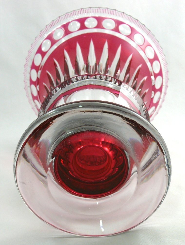 Val Saint Lambert, Vase On Cut Foot, Red Lined Crystal, 22.5 Cm, 3.2 Kg.-photo-3
