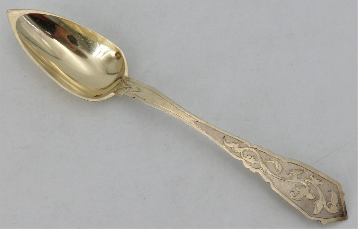 12 Tea/coffee Spoons In Sterling Silver Minerva, Vermeil, Napoleon III, 19th Century.-photo-3