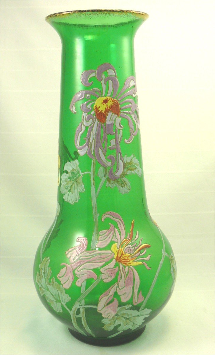 Legras, Vase à Décor émaillé Floral Polychrome, 36 Cm, Parfait état