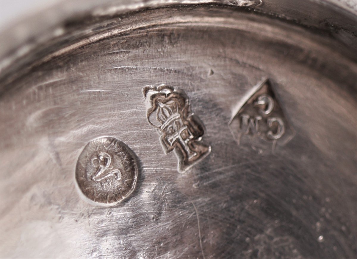 Paire De Salières/salerons Argent Massif XVIIIe, Louis XVI, Verrines Bleues d'Origine.-photo-4