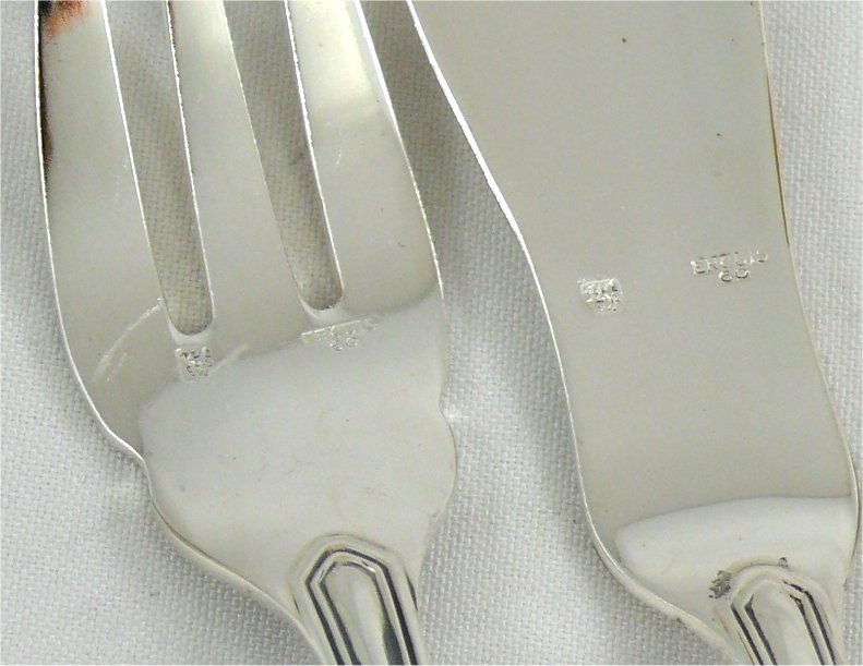 Ercuis Model Victoria/contours, 12 Fish Cutlery, 24 Pieces, Silver Metal.-photo-2