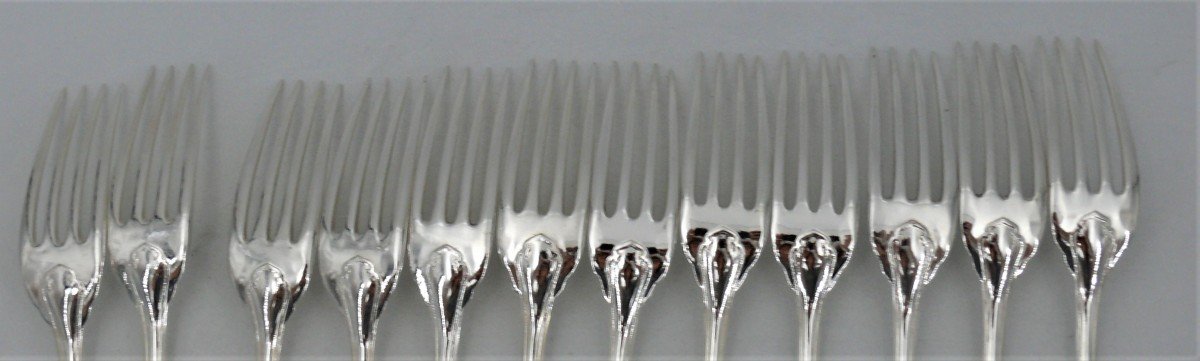 Christofle Japanese Model, 12 Table Cutlery, 24 Pieces, Silver Metal, Near New.-photo-3