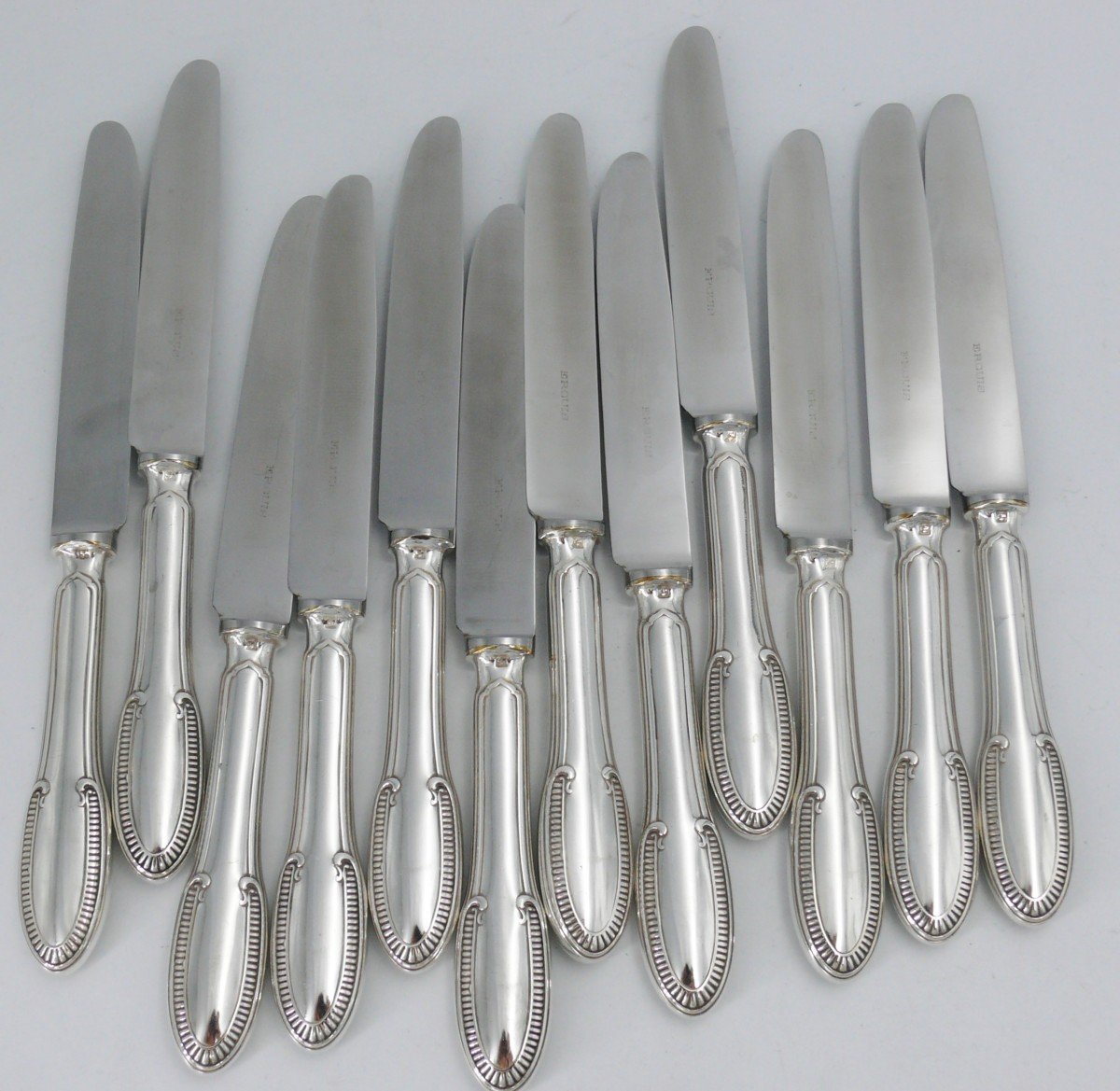 Ercuis Godrons Model, 12 Dessert/cheese Knives, Excellent Condition.