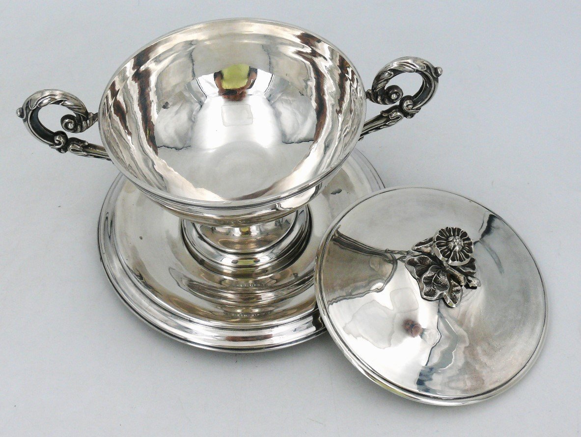 Covered Broth And Sleeper, Sterling Silver, Martial Fray, Excellent Condition.-photo-3