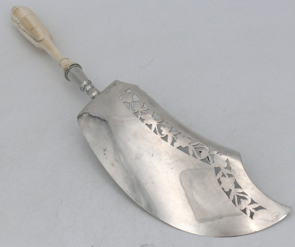 Fish Serving Shovel In Sterling Silver Old Man, 1819-1838.-photo-3