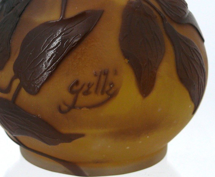 Emile Gallé, Soliflore Vase With Floral Decor, Art Nouveau.-photo-3