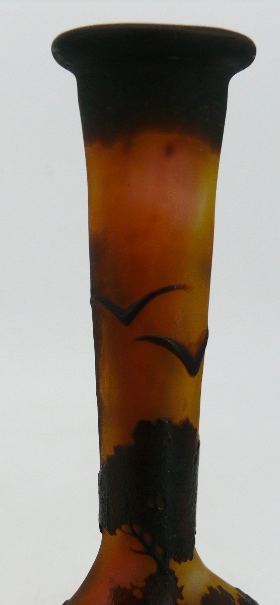 Emile Gallé, Vase En Verre Multicouche Dégagé à l'Acide à Décor De Paysage Lacustre.-photo-4