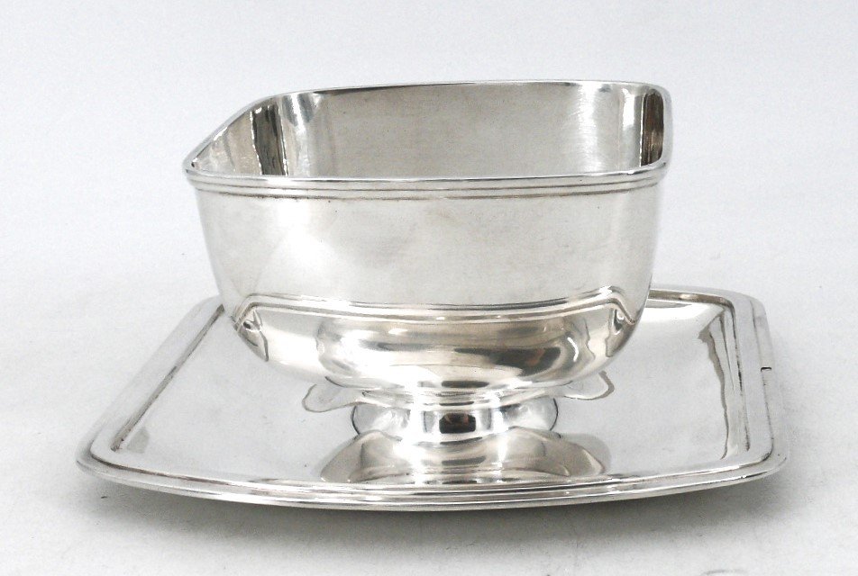 Gravy Boat In Sterling Silver Minerva Hallmark, Art Deco, Excellent Condition.-photo-1