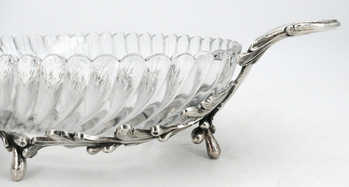 Jardinière/centre De Table, Baccarat Bambou, Bronze Argenté, Art Nouveau.-photo-4