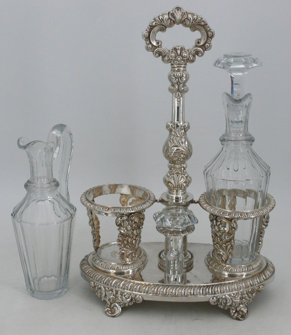 Cruet In Sterling Silver Old Man Hallmark, 1819-1838, Restoration Period.-photo-2