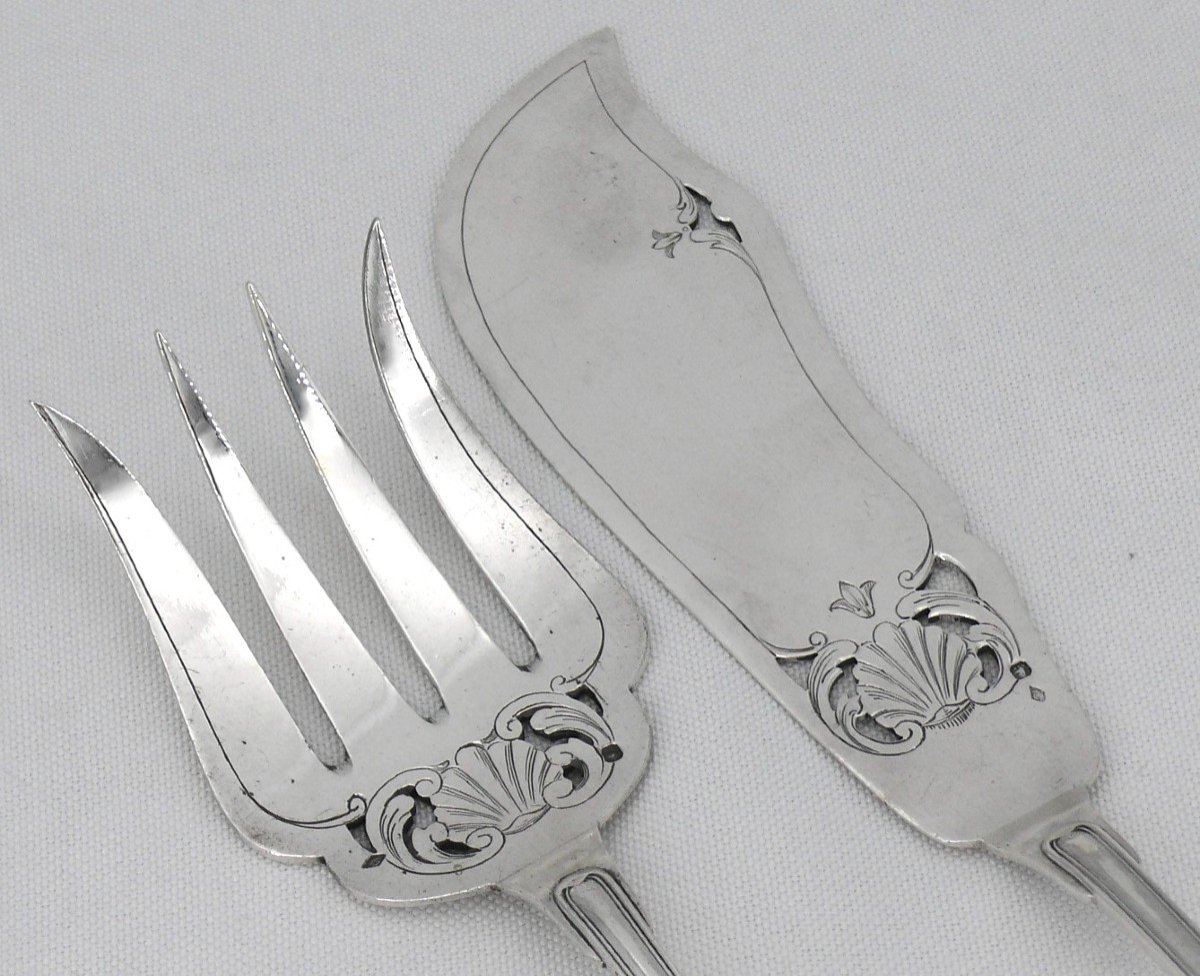 Boulenger Fillet Shell, Fish Serving Cutlery, Sterling Silver Minerva, 259 G.-photo-2