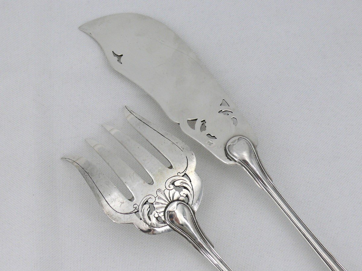 Boulenger Fillet Shell, Fish Serving Cutlery, Sterling Silver Minerva, 259 G.-photo-1