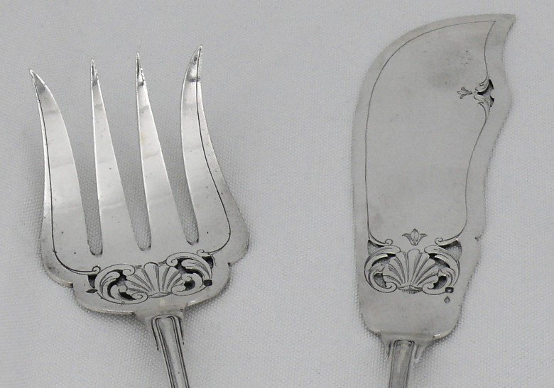 Boulenger Fillet Shell, Fish Serving Cutlery, Sterling Silver Minerva, 259 G.-photo-6
