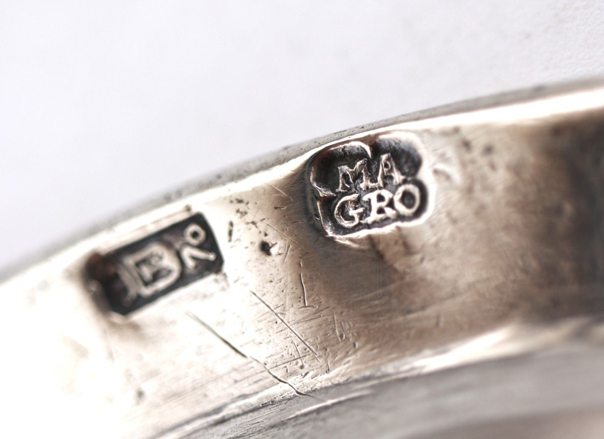 Plat Ovale En Argent Massif XVIIIe, Antonio Magro, Espagne, Madrid 1770, 1096 G.-photo-3