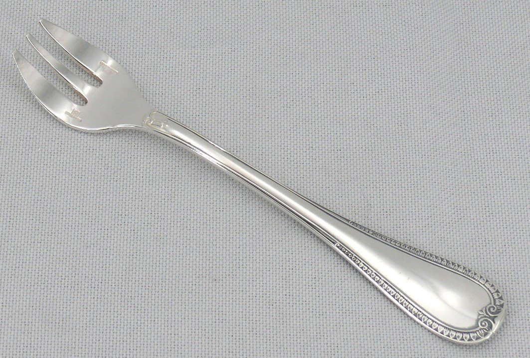 Christofle Malmaison Model, 10 Oyster Forks In Silver Metal, Excellent Condition.-photo-2
