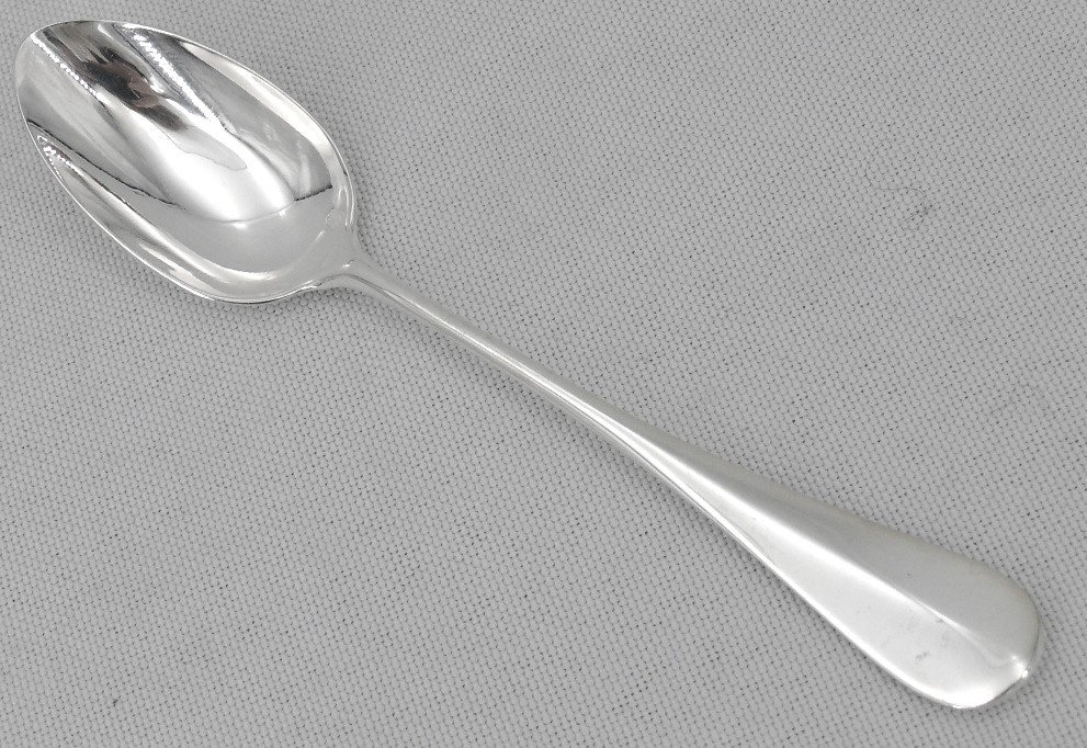 12 Tea/coffee/dessert Spoons, Sterling Silver Minerva, Medallion Baguette, Monogram Lh.-photo-3