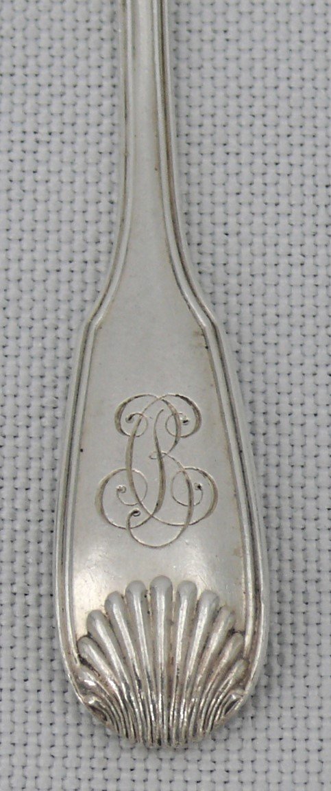 Hénin, 12 Cuillères à Moka En Argent Massif Minerve, Modèle Coquille, Monogramme "bc".-photo-2