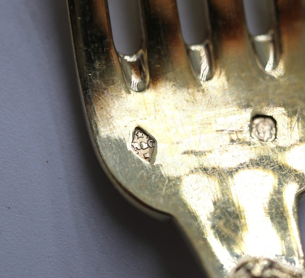 Risler & Carré, Vermeil Entremet/dessert Cutlery, Sterling Silver Minerva, Ribbons, 36 Pieces.-photo-7