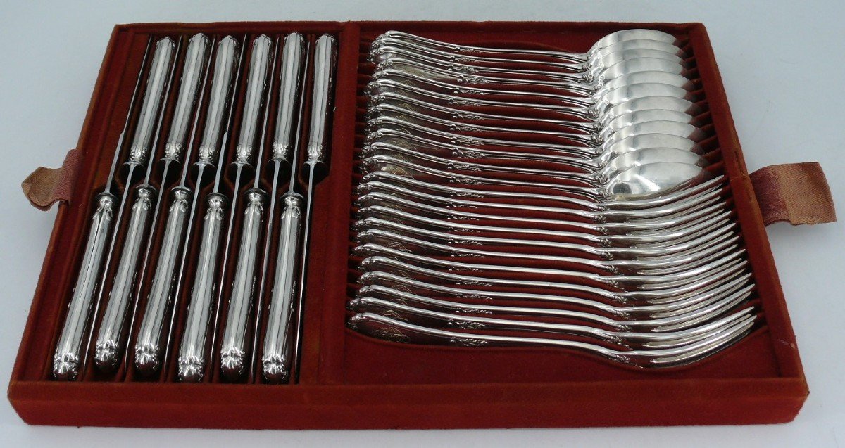 Henri Soufflot, Ménagère En Argent Massif Minerve De 96 Pièces, De Style Louis XVI.-photo-3