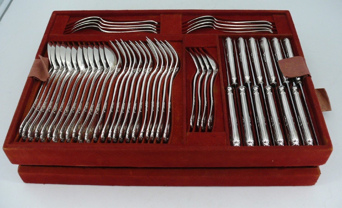 Henri Soufflot, Ménagère En Argent Massif Minerve De 96 Pièces, De Style Louis XVI.-photo-4