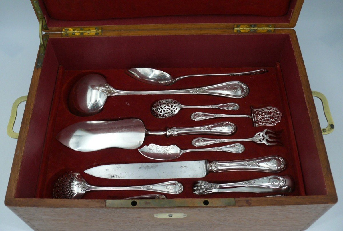 Henri Soufflot, Ménagère En Argent Massif Minerve De 96 Pièces, De Style Louis XVI.-photo-5