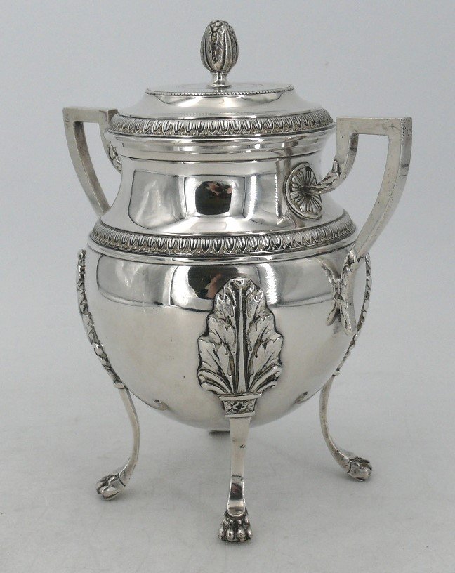 Grand Sucrier En Argent Massif Minerve, De Style Empire, Sanglier Frères, 565 G.