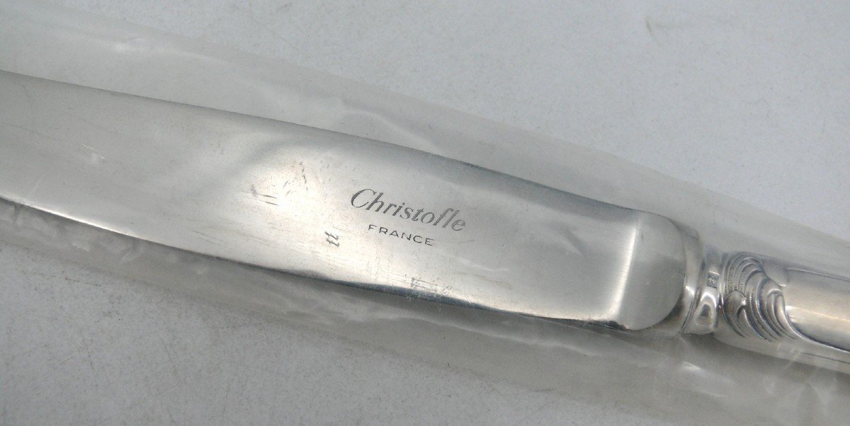 Christofle Modèle Marly, Ménagère De 49 Pièces Neuves Avec Couteaux, Sous Blisters Scellés.-photo-2