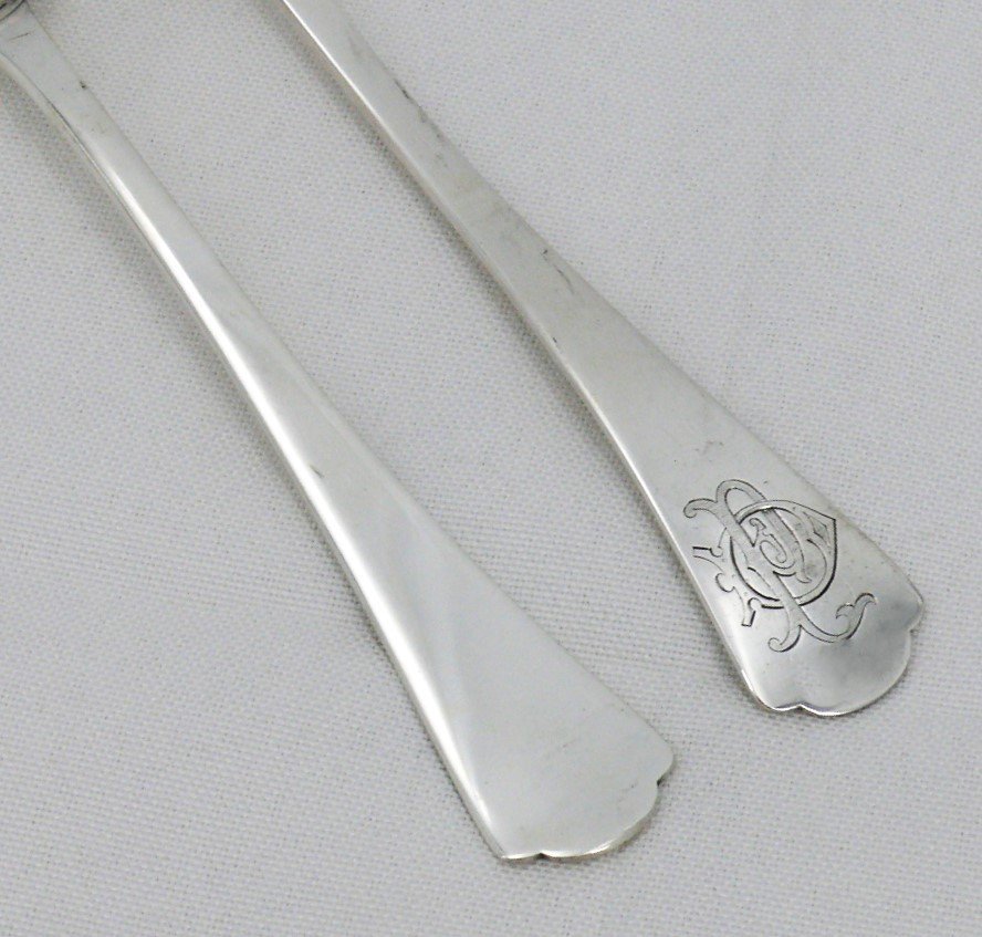 Alfonse Debain, 6 Rat Tail Model Table Cutlery In Sterling Silver Minerva.-photo-1
