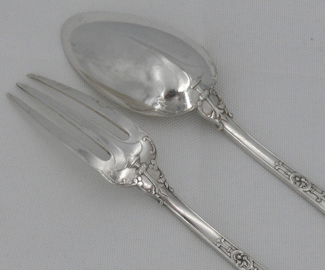 Puiforcat Spearhead Model With Rat Tail, 12 Table Cutlery In Sterling Silver Minerva.-photo-3