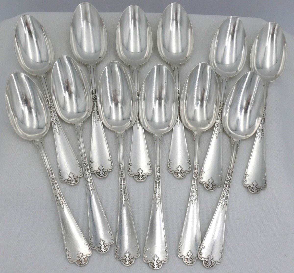 Puiforcat Spearhead Model With Rat Tail, 12 Table Cutlery In Sterling Silver Minerva.-photo-5