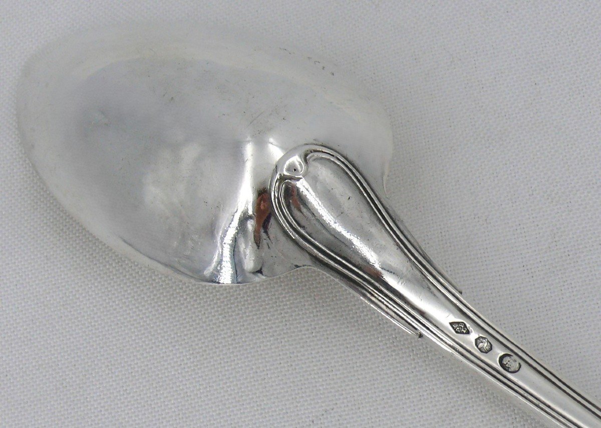 Very Beautiful Stewing Spoon, 32.7 Cm, 186 G, Sterling Silver 1st Rooster, Filet Model.-photo-2