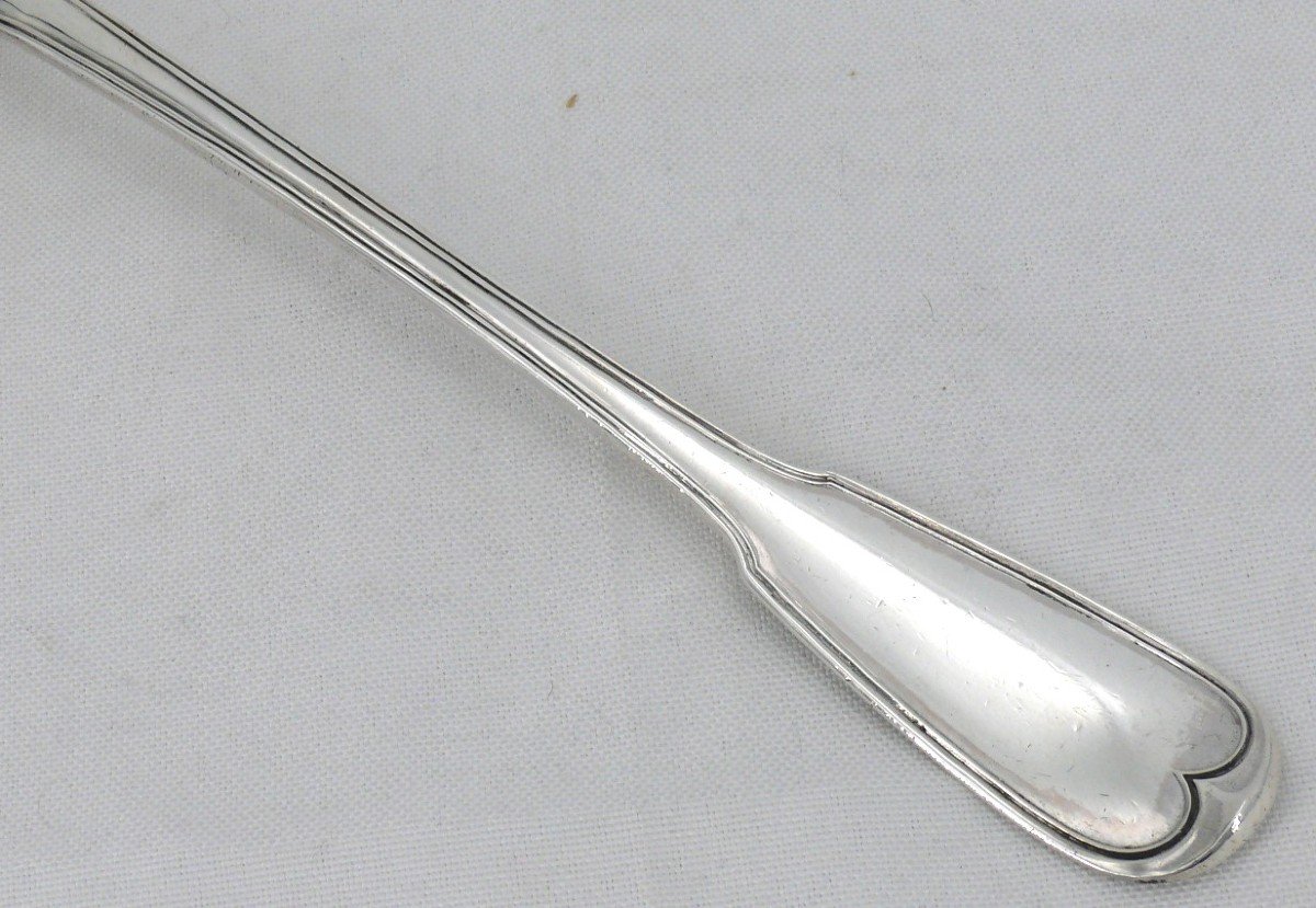 Very Beautiful Stewing Spoon, 32.7 Cm, 186 G, Sterling Silver 1st Rooster, Filet Model.-photo-3