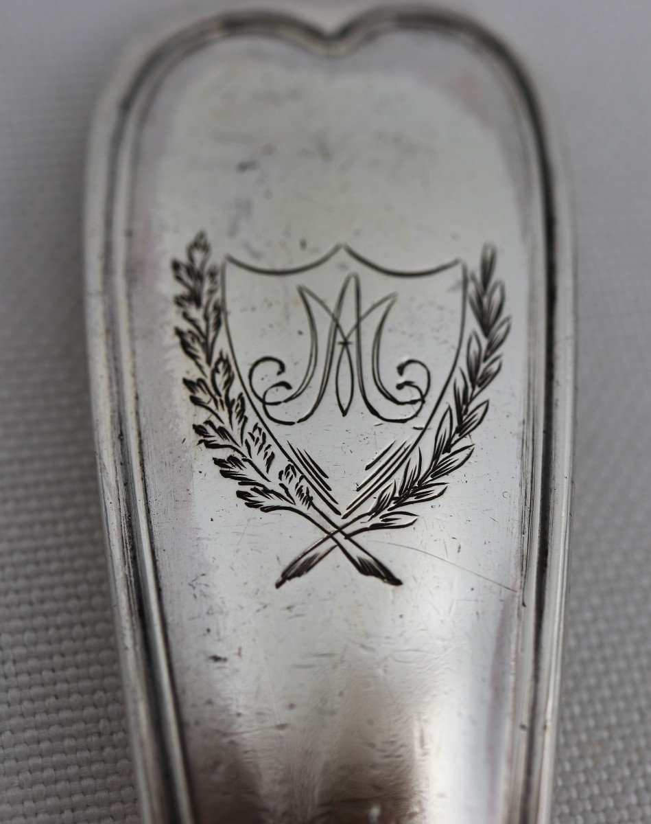 Very Beautiful Stewing Spoon, 32.7 Cm, 186 G, Sterling Silver 1st Rooster, Filet Model.-photo-4