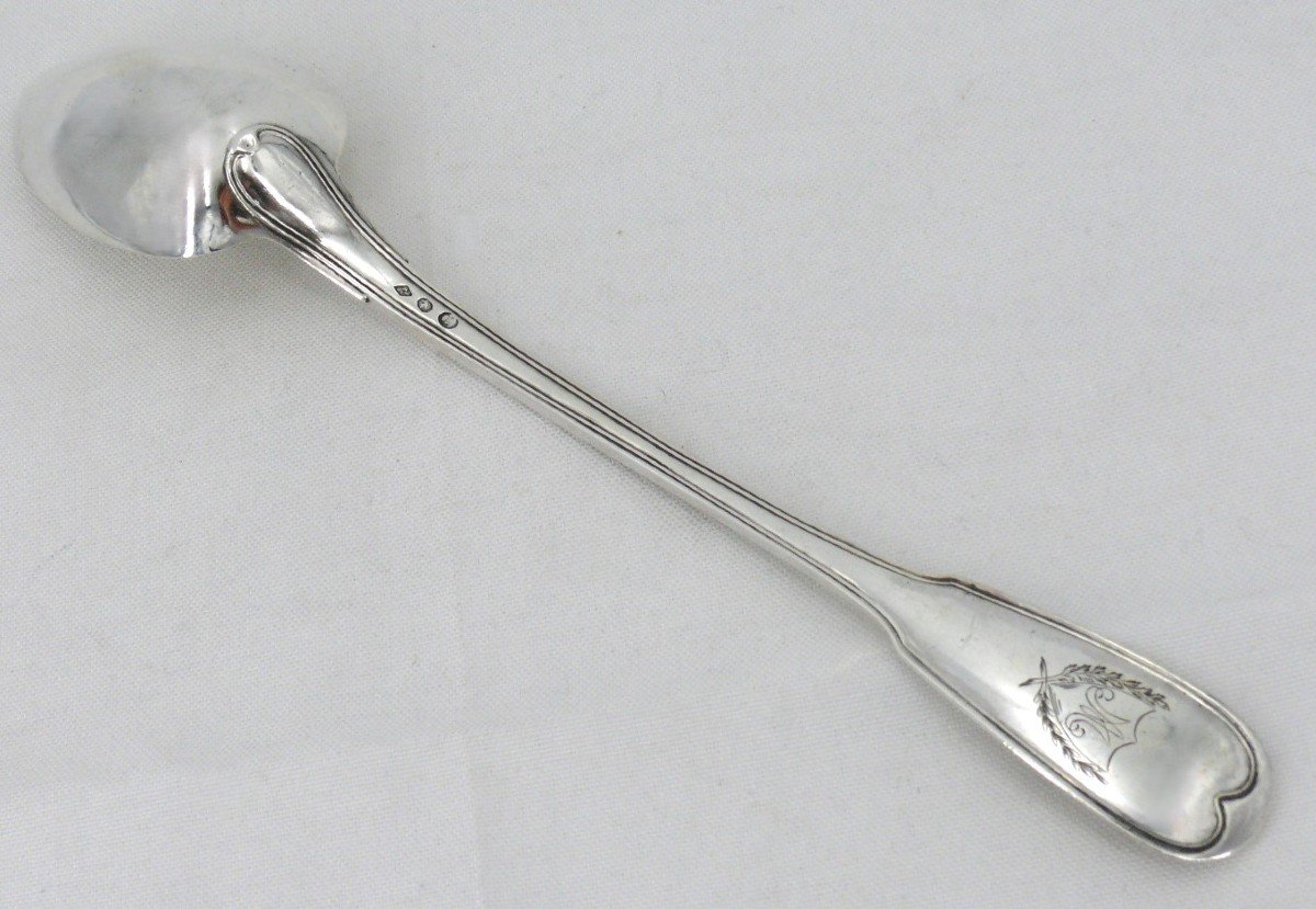 Very Beautiful Stewing Spoon, 32.7 Cm, 186 G, Sterling Silver 1st Rooster, Filet Model.