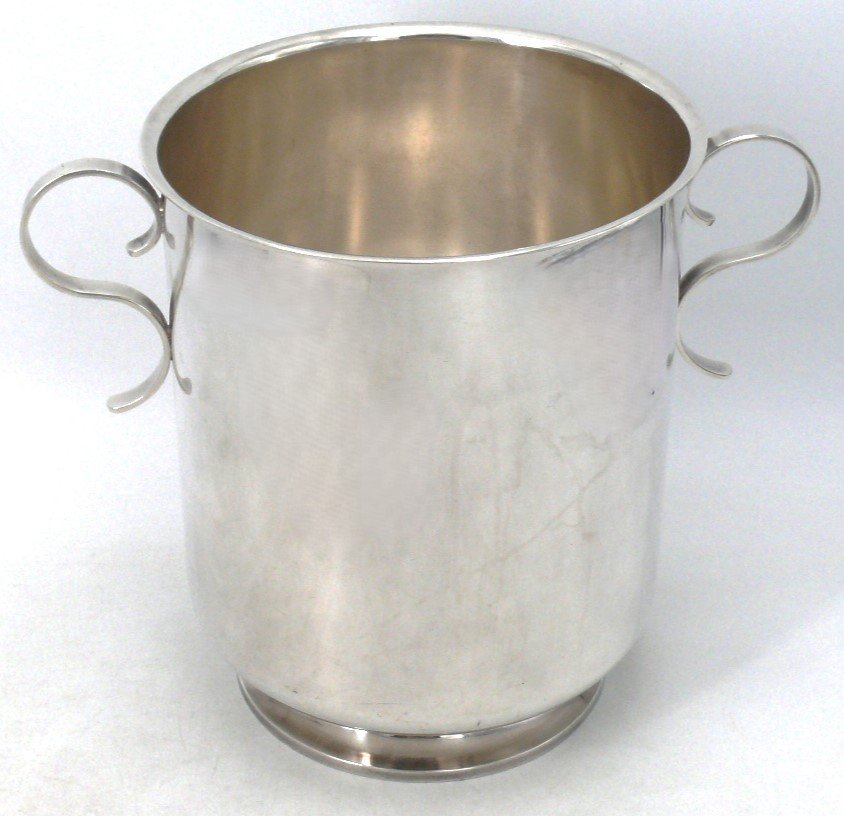Christofle/gallia, Rosette/arabesque Model, Rare Champagne Bucket In Silver Metal.-photo-2