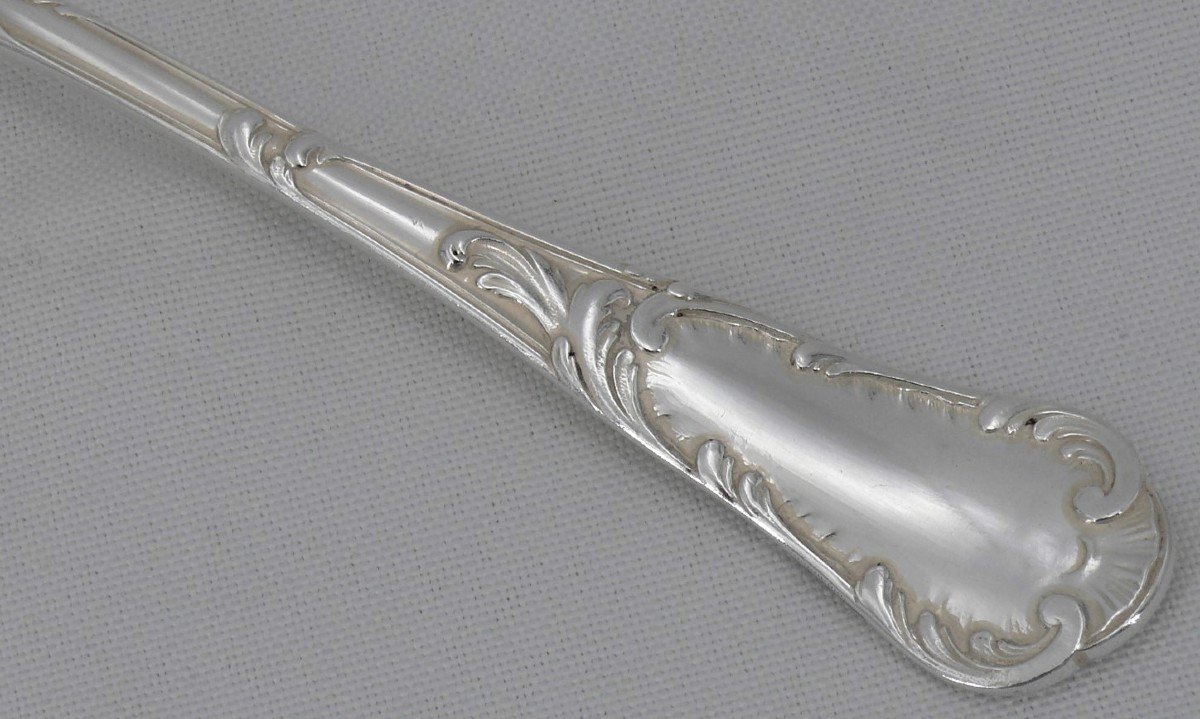 Christofle Modèle Chrysanthème, 12 Couverts De Table + 1 Louche, 25 Pièces, Métal Argenté.-photo-3
