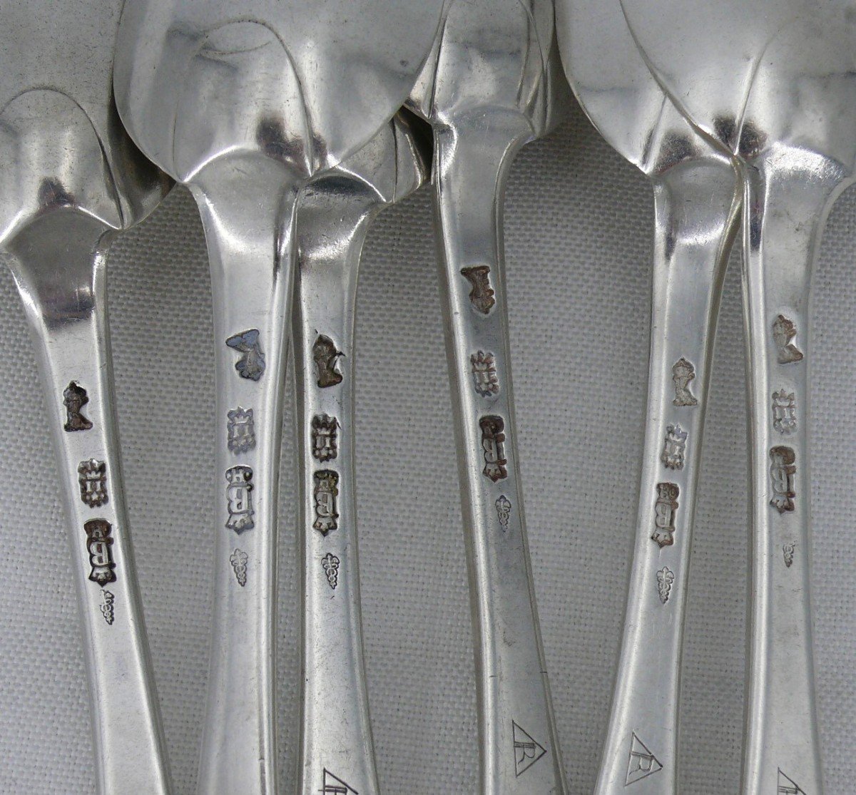 Beautiful Series Of 6 Table Spoons, 20.5 Cm, Sterling Silver XVIII, Bordeaux Jean-françois Toy