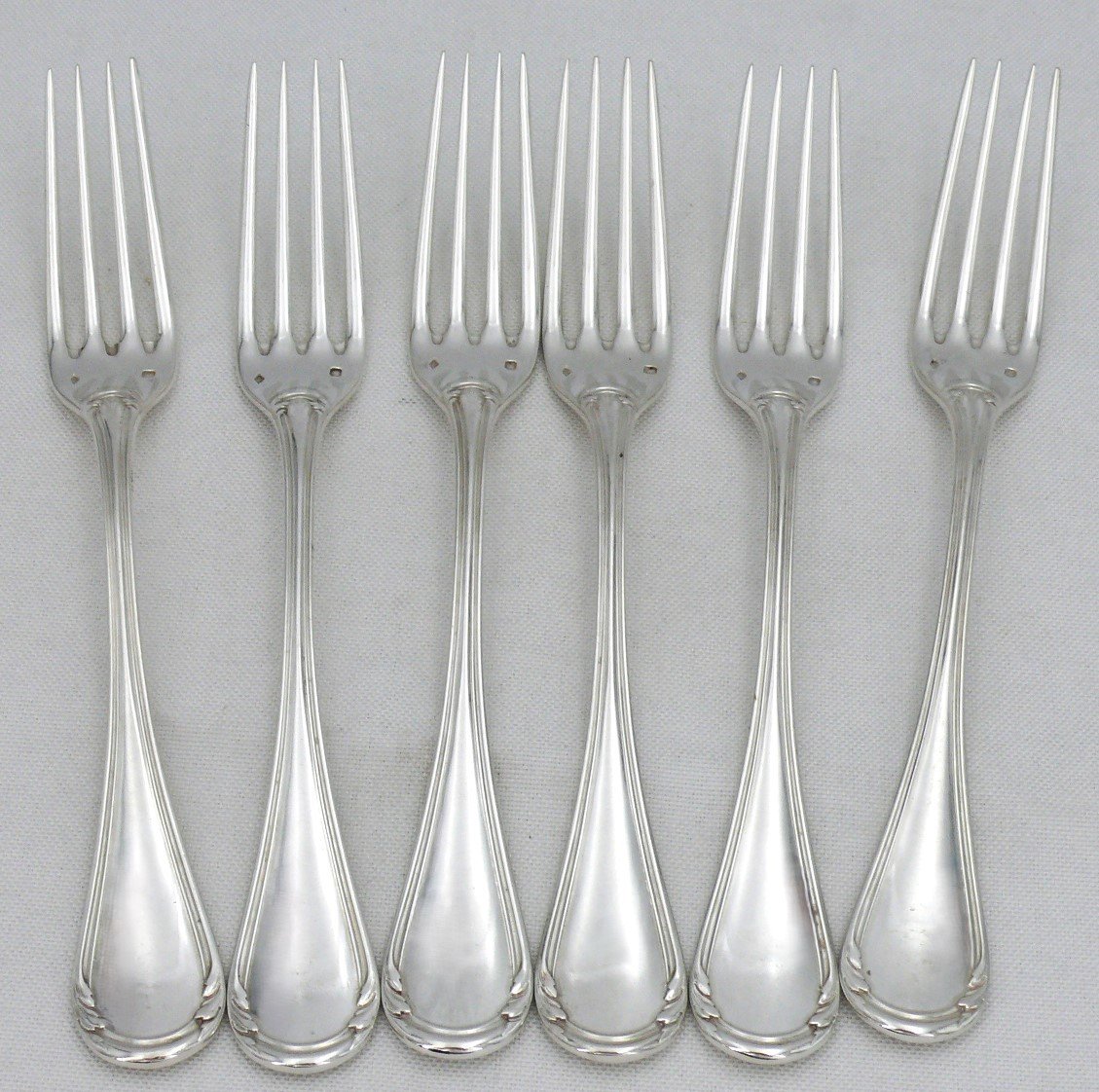 6 Fourchettes De Table, Argent Massif Minerve, Henri Soufflot, Armoiries, 21,5 Cm.-photo-2