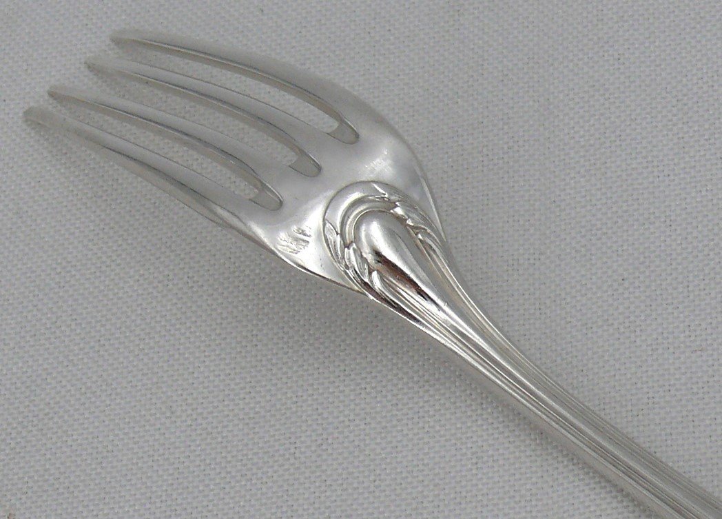 6 Fourchettes De Table, Argent Massif Minerve, Henri Soufflot, Armoiries, 21,5 Cm.-photo-4