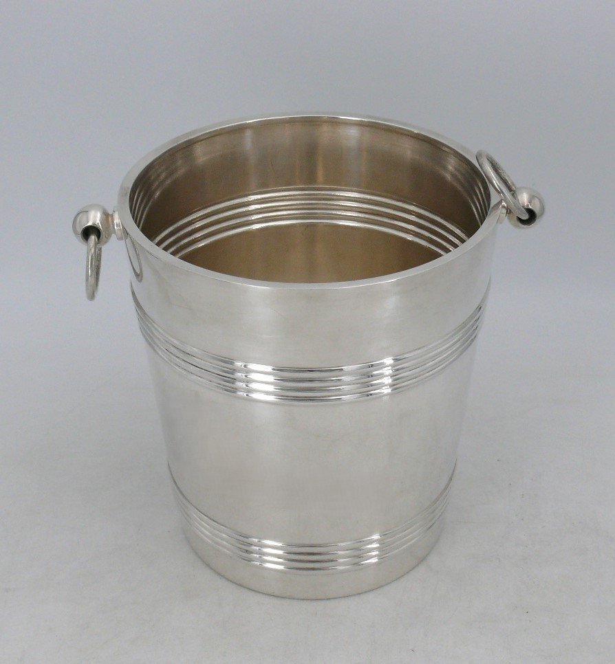 Christofle Modèle Biarritz, Seau à Champagne En Métal Argenté, En Excellent état.-photo-2