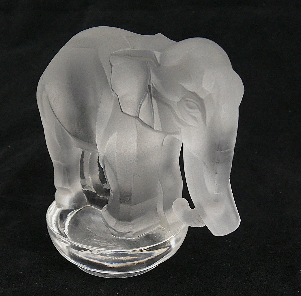 René Lalique 1931, Presse-papier "toby l'éléphant", Excellent état.-photo-2