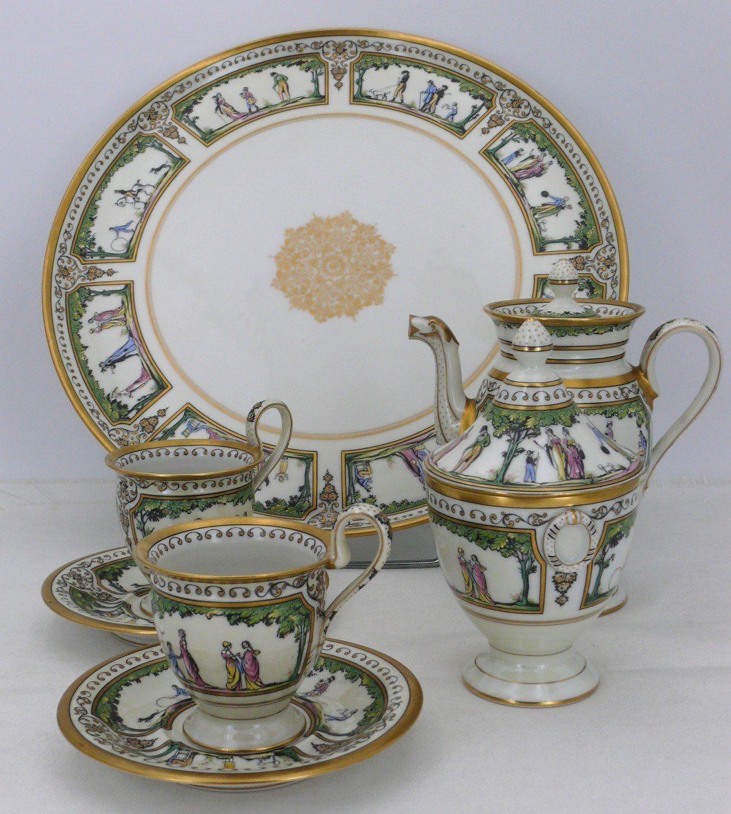 Raynaud Limoges, Promenade Au Palais Royal, Déjeuner Tête à Tête, Excellent état.-photo-2