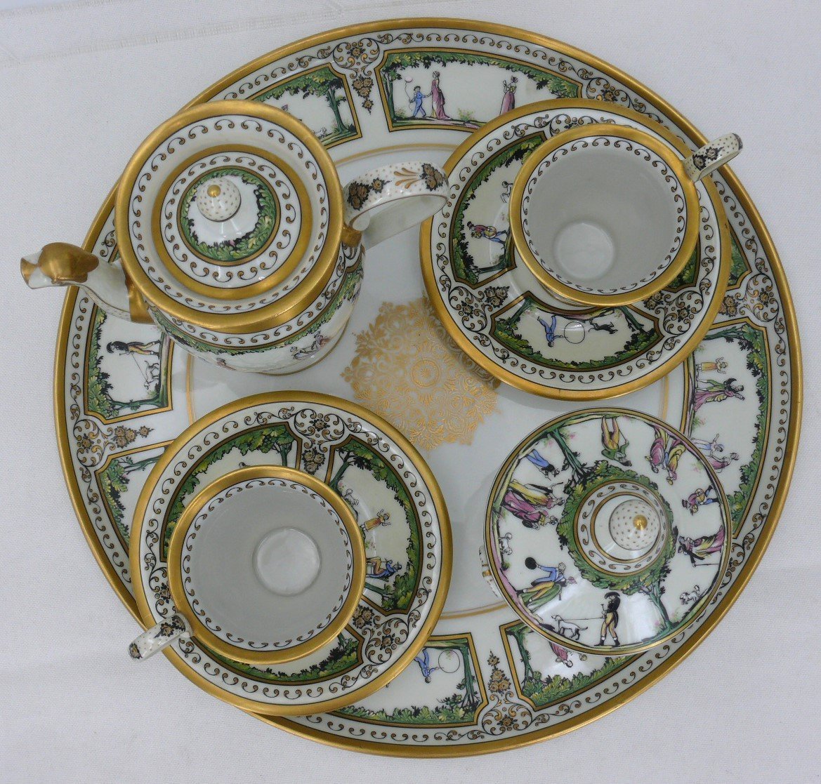 Raynaud Limoges, Promenade Au Palais Royal, Déjeuner Tête à Tête, Excellent état.-photo-2
