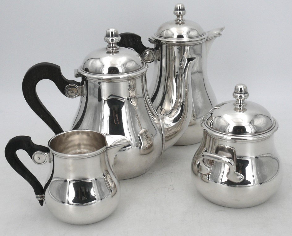 Ercuis Model Suffren, Tea/coffee Service, Tray, Silver Metal, Excellent Condition, 5 Pieces.-photo-2