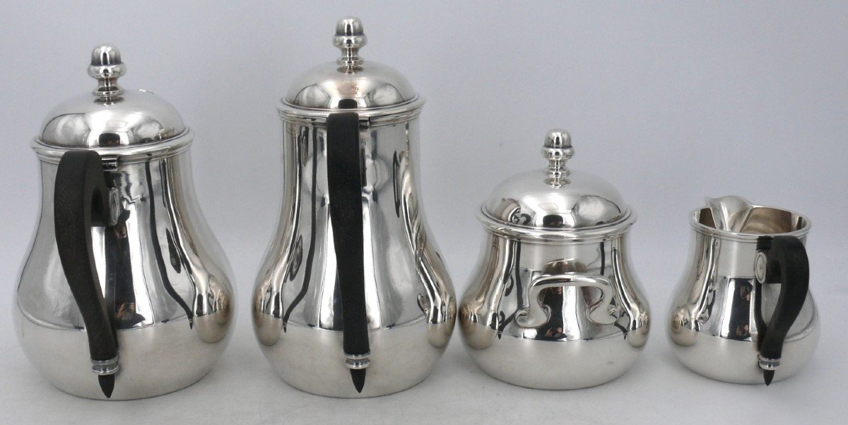 Ercuis Model Suffren, Tea/coffee Service, Tray, Silver Metal, Excellent Condition, 5 Pieces.-photo-5
