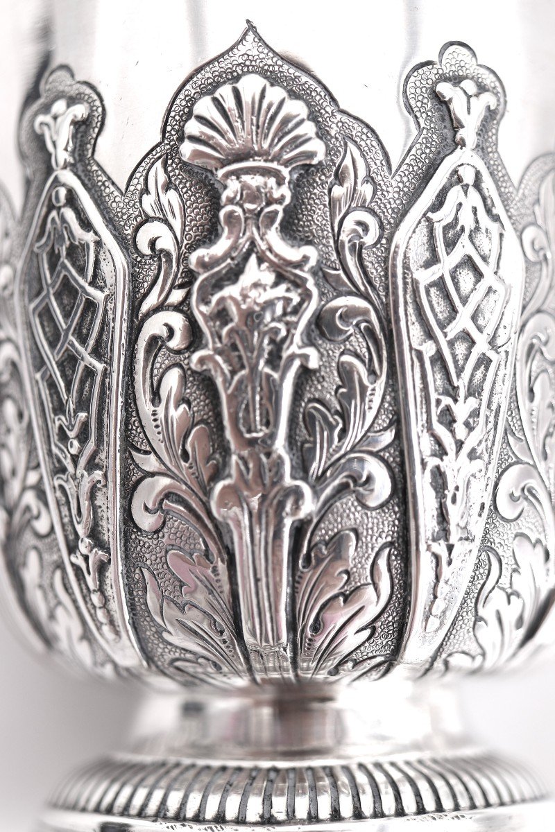 Claude Charvet, Timbale à Appliques En Argent, Paris 1750, 208 G, Excellent état.-photo-7